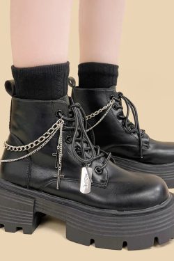 Grunge Chain with Cross Combat Boots