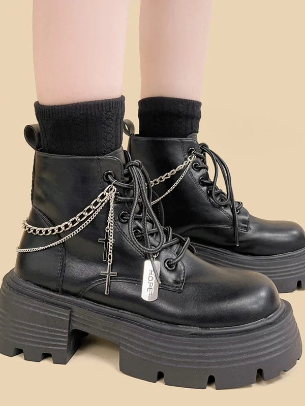 Grunge Chain with Cross Combat Boots