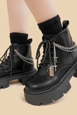 Grunge Chain with Cross Combat Boots