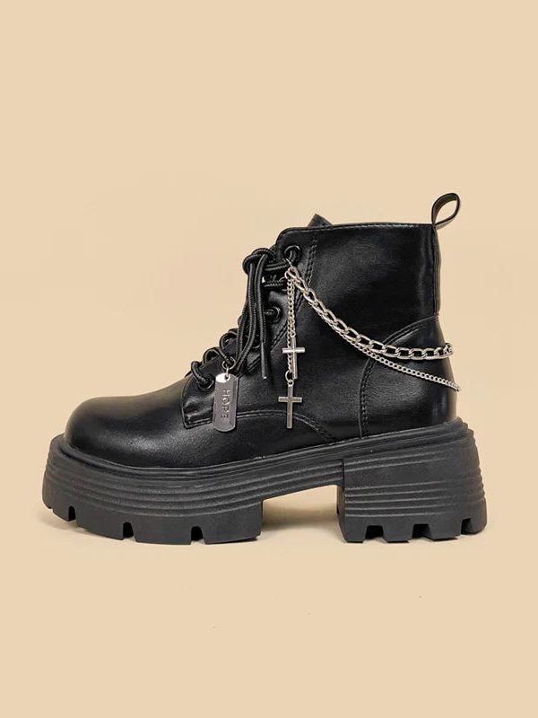 Grunge Chain with Cross Combat Boots