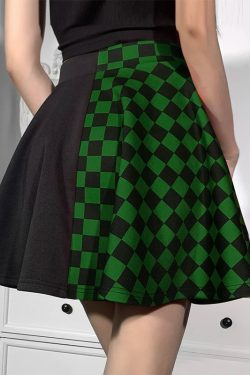 Grunge Checked A-Line Mini Skirt