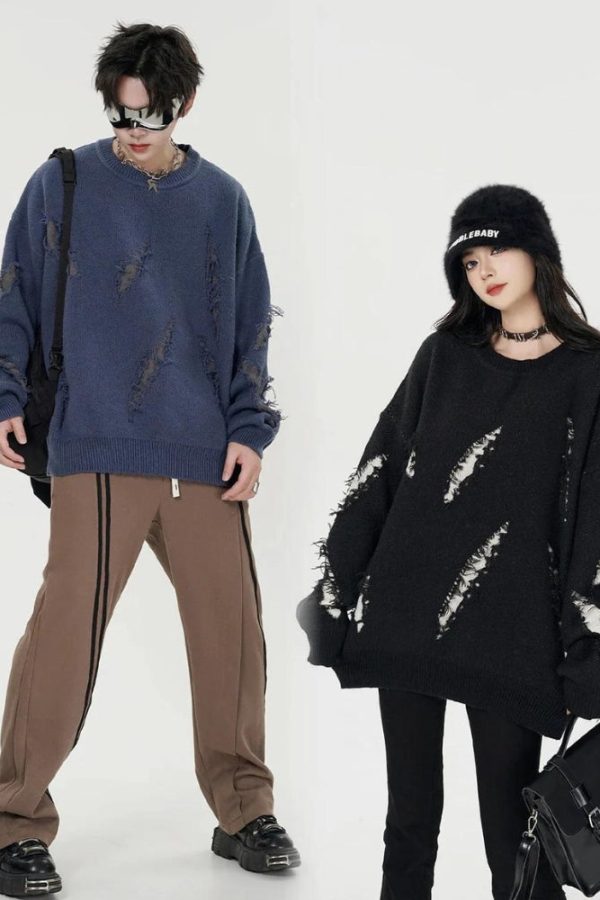 Grunge Claw Distressed Knitted Sweater