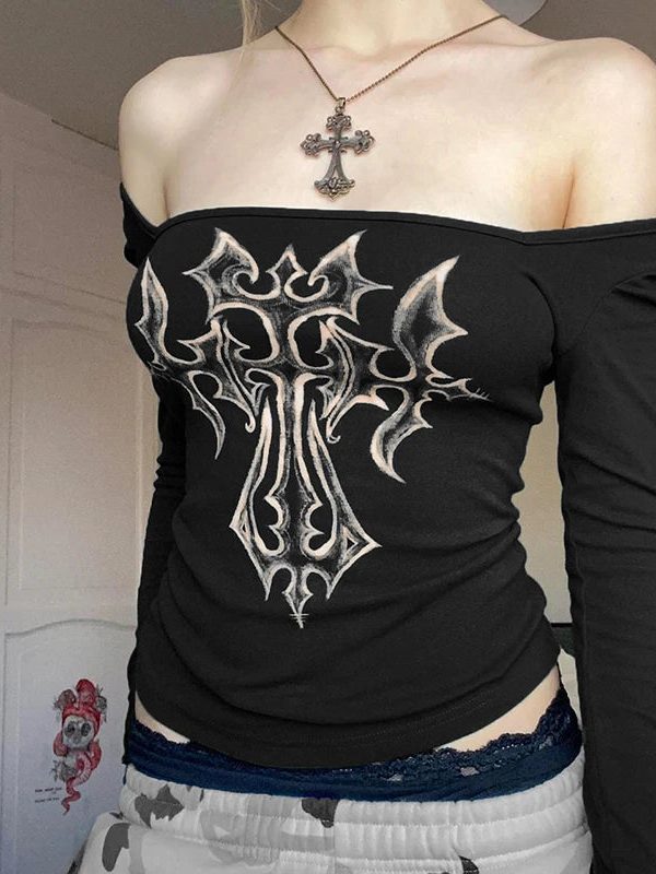 Grunge Cross Bleached Top