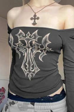 Grunge Cross Bleached Top