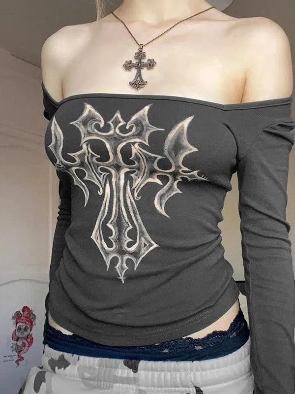 Grunge Cross Bleached Top