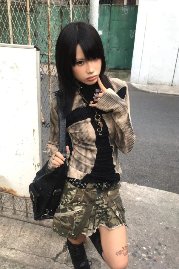 Grunge Cross Path Ribbed Top