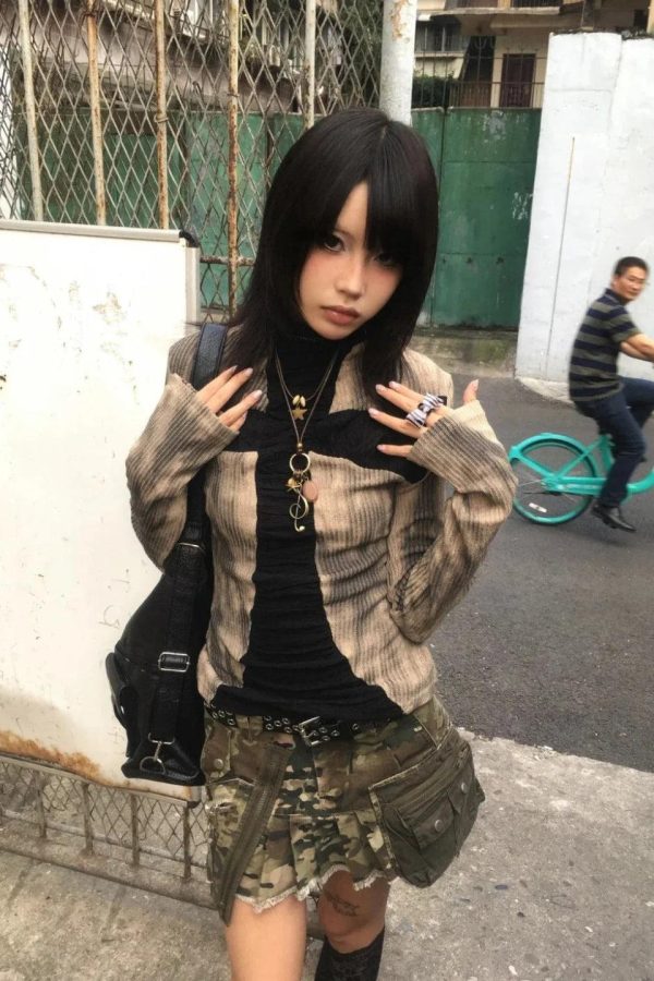 Grunge Cross Path Ribbed Top