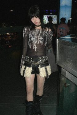 Grunge Cross Wide Neck Mesh Top