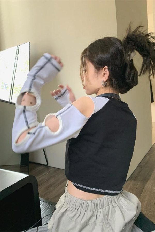 Grunge Cut-Out Crop Top