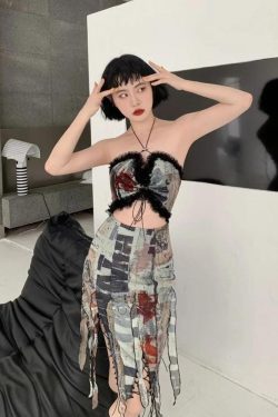 Grunge Cut Out Split Midi Dress