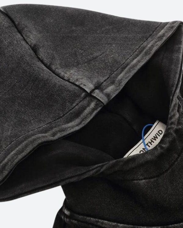 Grunge Dark Washed Embroidered Hoodie