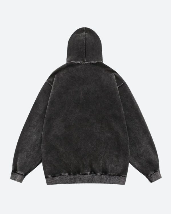 Grunge Dark Washed Embroidered Hoodie