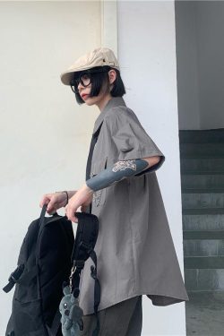 Grunge Detachable Sleeve Shirt