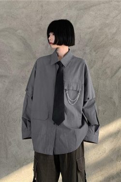 Grunge Detachable Sleeve Shirt