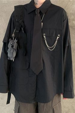 Grunge Detachable Sleeve Shirt