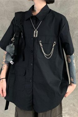 Grunge Detachable Sleeve Shirt