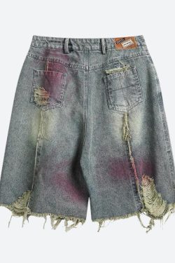 Grunge Distressed Denim Shorts