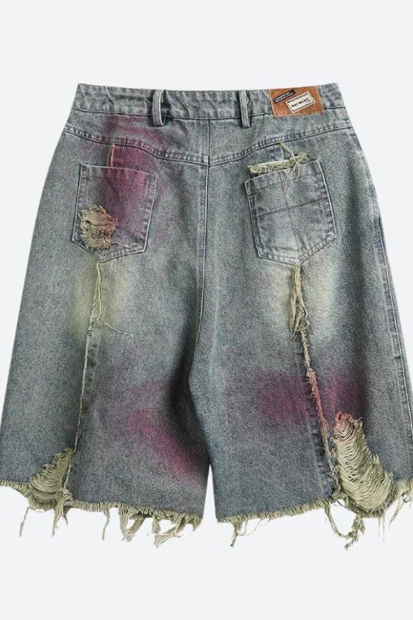 Grunge Distressed Denim Shorts