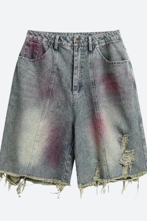 Grunge Distressed Denim Shorts