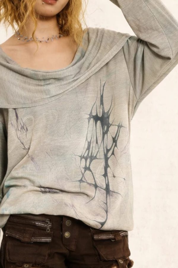 Grunge Distressed Hooded Top