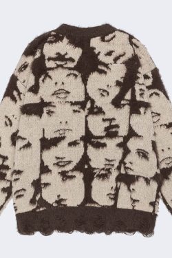 Grunge Face Pullover Sweater
