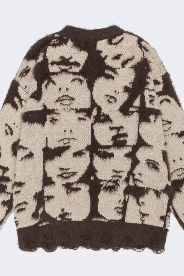 Grunge Face Pullover Sweater