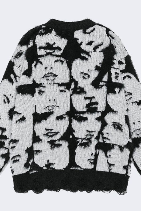Grunge Face Pullover Sweater