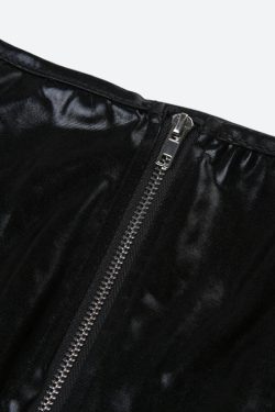 Grunge Faux Leather Crop Corset Top