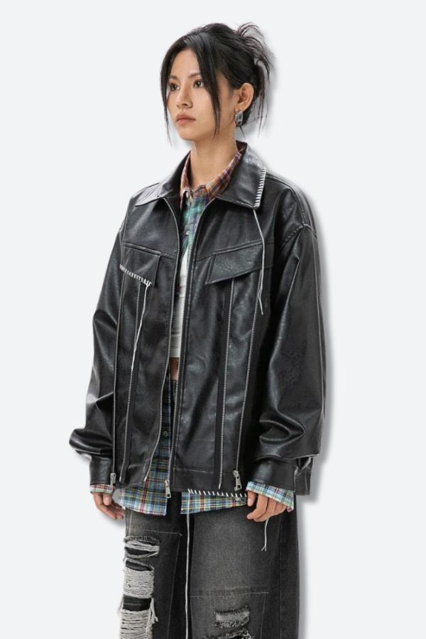 Grunge Faux Leather Jacket