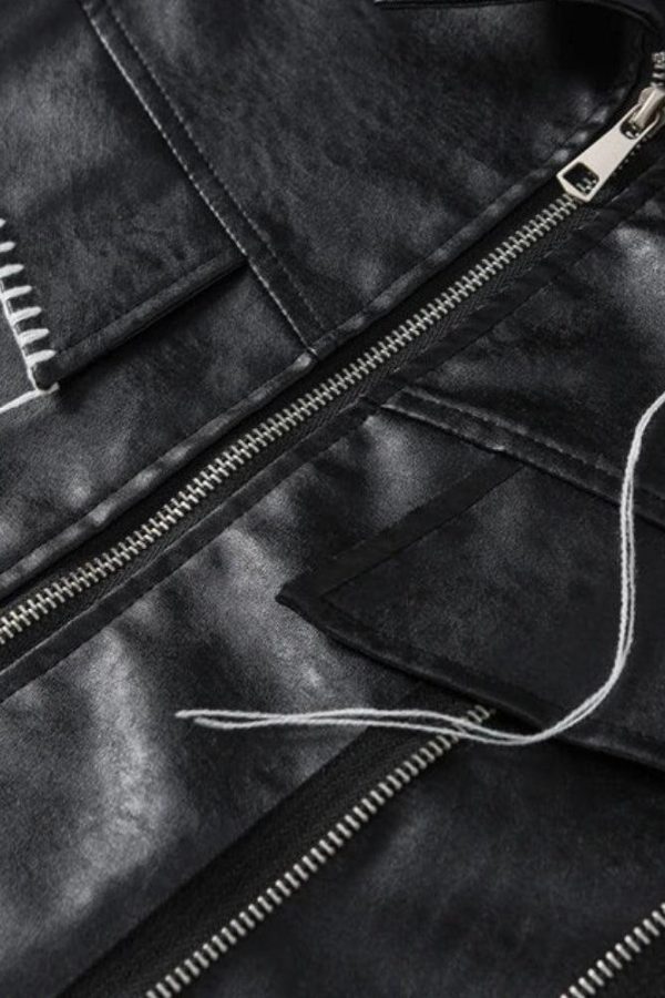Grunge Faux Leather Jacket