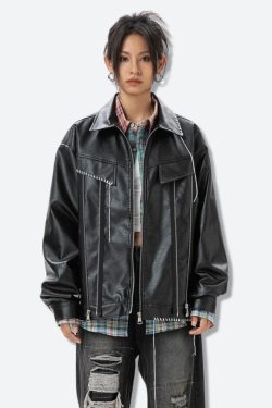 Grunge Faux Leather Jacket