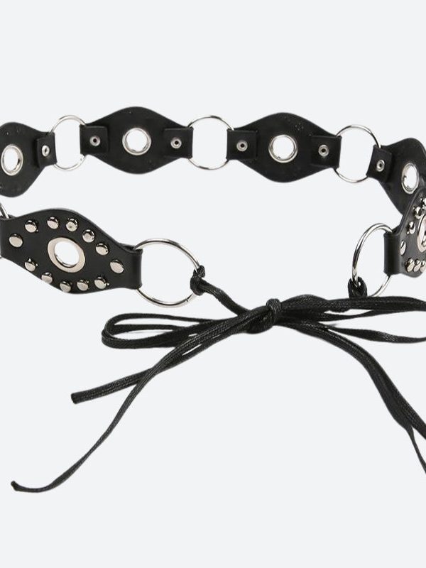 Grunge Faux Leather Lace Up Belt