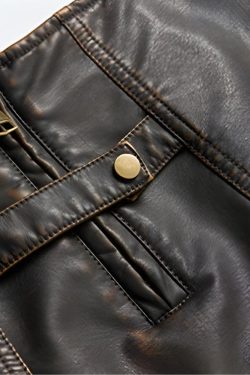 Grunge Faux Leather Slit Mini Skort