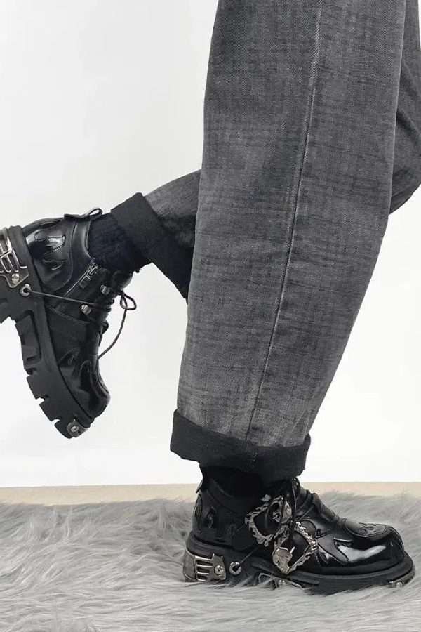 Grunge Fire Chunky Platform Shoes