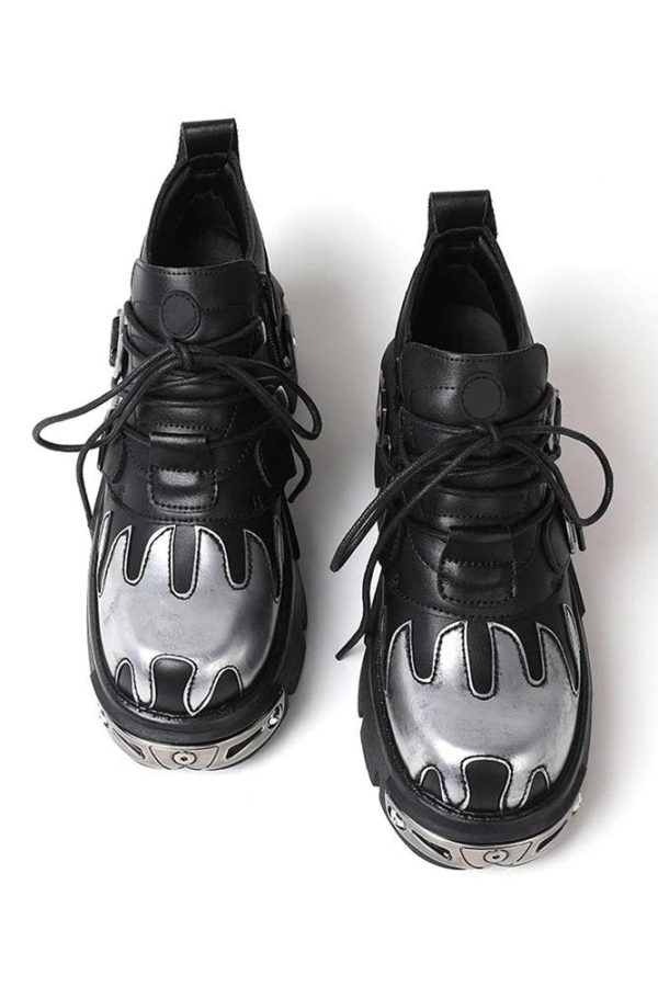Grunge Flame Chunky Platform Shoes