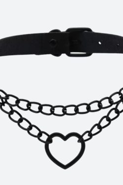 Grunge Heart Belted Choker Necklace