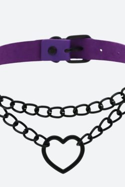 Grunge Heart Belted Choker Necklace
