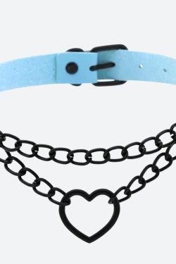 Grunge Heart Belted Choker Necklace