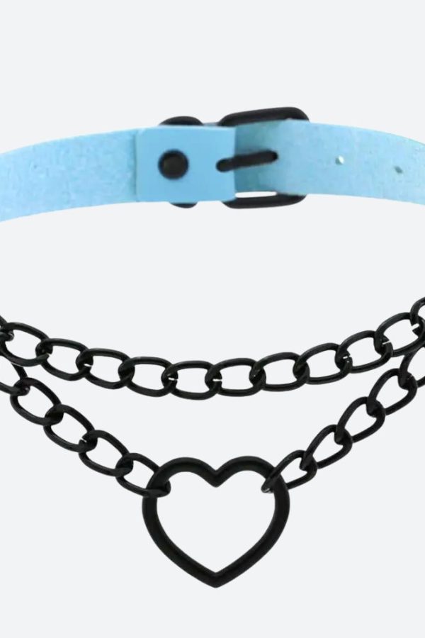 Grunge Heart Belted Choker Necklace