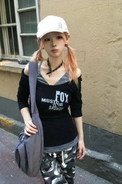 Grunge Layered Off Shoulder Top