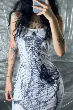 Grunge Mermaid Skeleton Maxi Dress