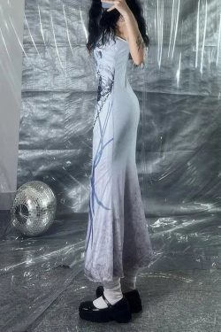 Grunge Mermaid Skeleton Maxi Dress
