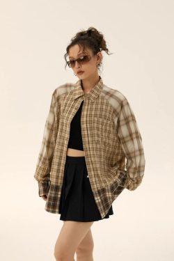 Grunge Multi Pattern Plaid Shirt