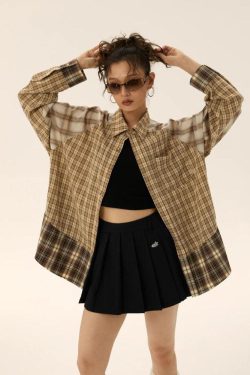 Grunge Multi Pattern Plaid Shirt