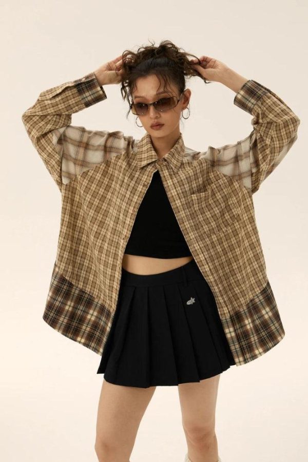 Grunge Multi Pattern Plaid Shirt