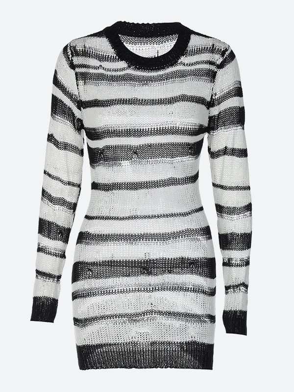 Grunge Open Weave Knitted Mini Dress