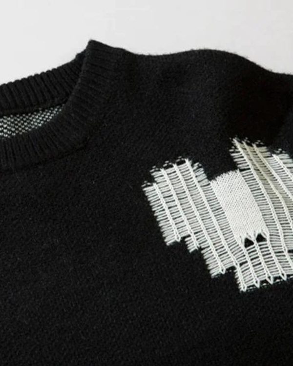 Grunge Pixel Hearts Knitted Sweater