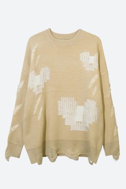 Grunge Pixel Hearts Knitted Sweater