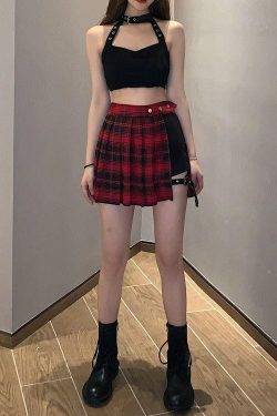 Grunge Plaid Mini Skort