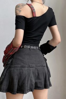 Grunge Plaid Star Patch Top